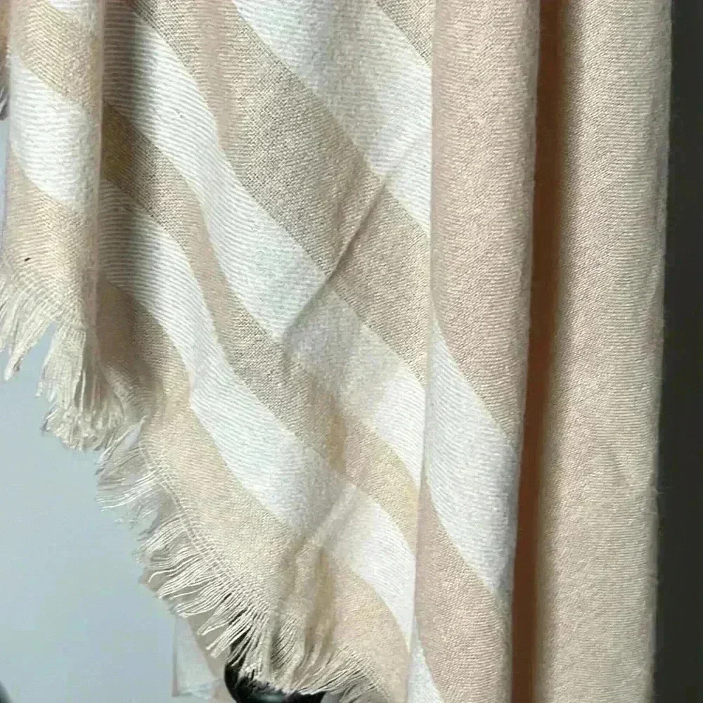 UNBRANDED Peach White Fringe Blanket Scarf Wrap
